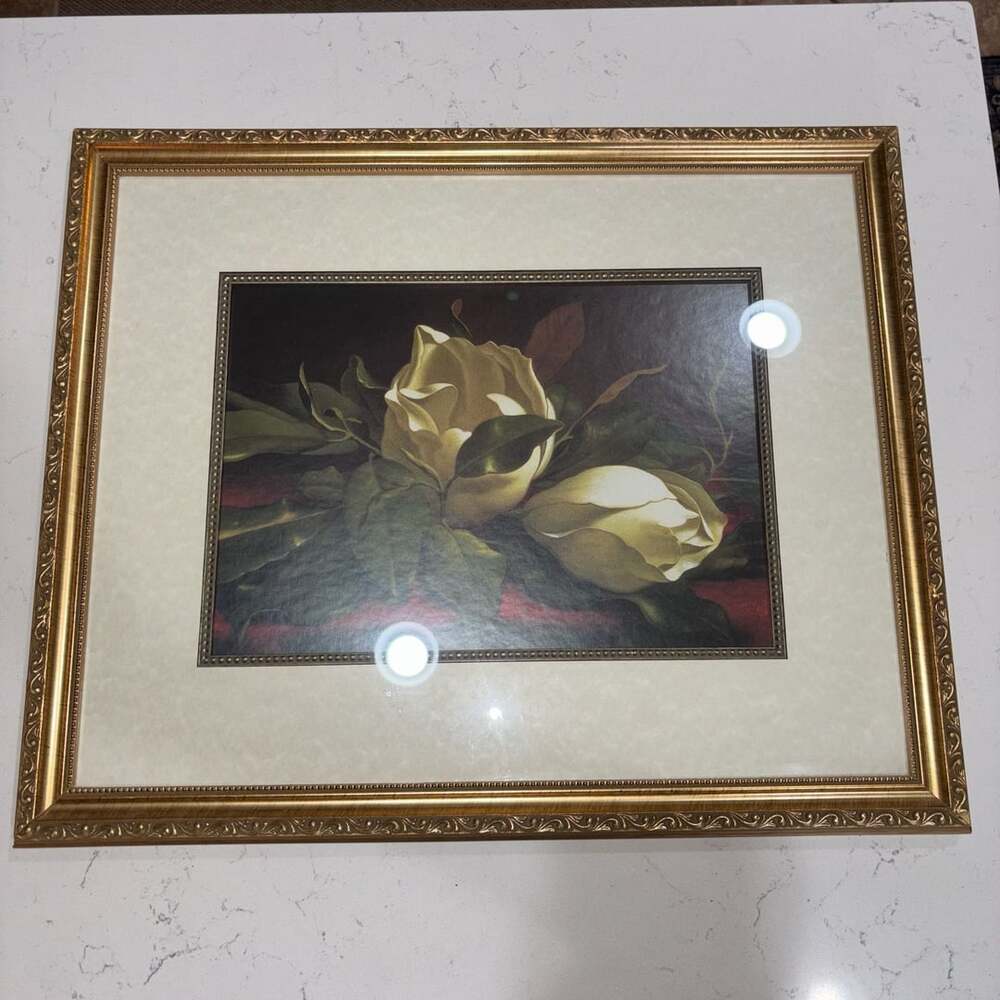 Cedar Creek Collection Magnolia Floral Print Framed Art 22.25”x18.25”